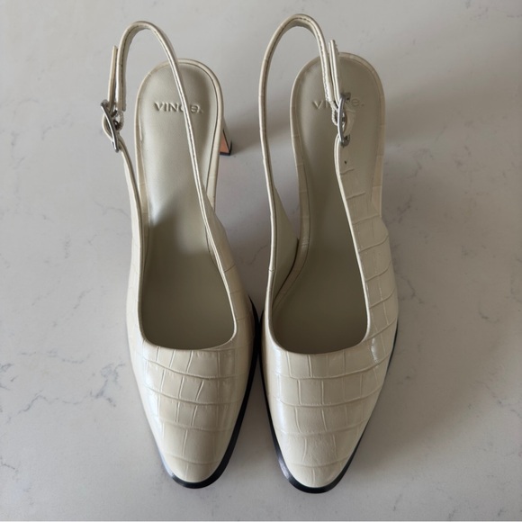 Vince Brina Croc embossed ivory sling back heels New Size: 6 - Picture 1 of 7